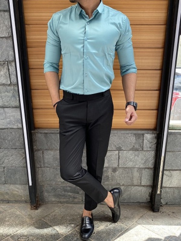 Turquoise shirt hot sale grey pants